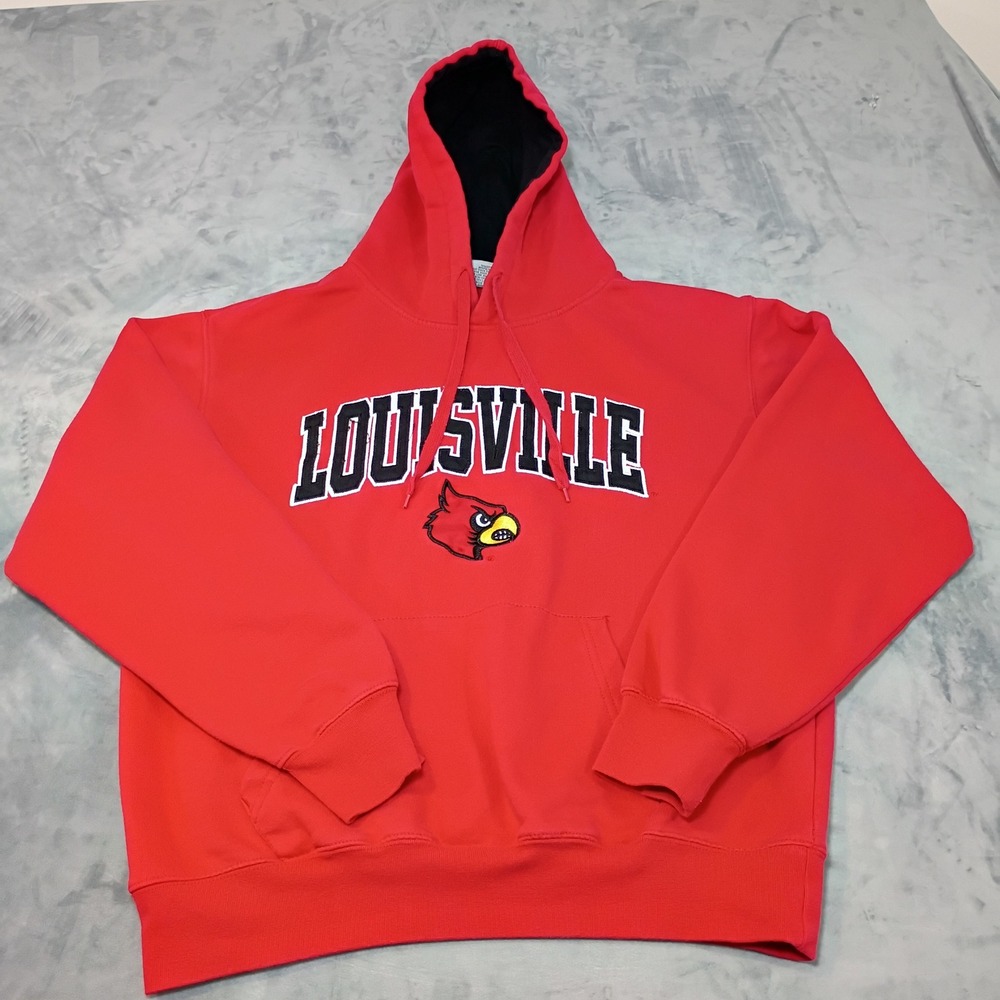 Stadium Athletics Louisville Cardinals Hoodie Red Mens Large Embroidered NCAA
